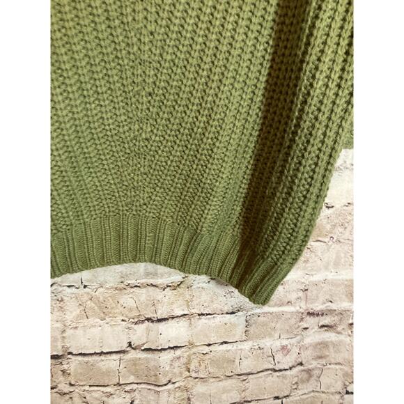 Umgee Oversized Sweater Womens Small Olive Green Chunky Knit Cowl Neck Boho - Picture 6 of 12